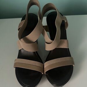 Italian Shoemakers Tan and Brown  Wedges